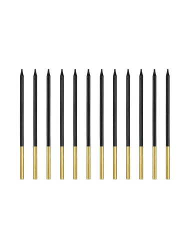 Kaarsjes zwart/goud (12st)