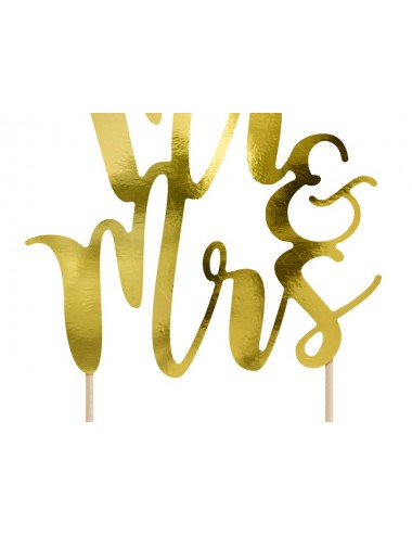 Cake topper "MR&MRS" goud