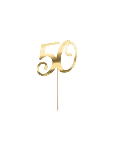 Gouden Cake topper "50"